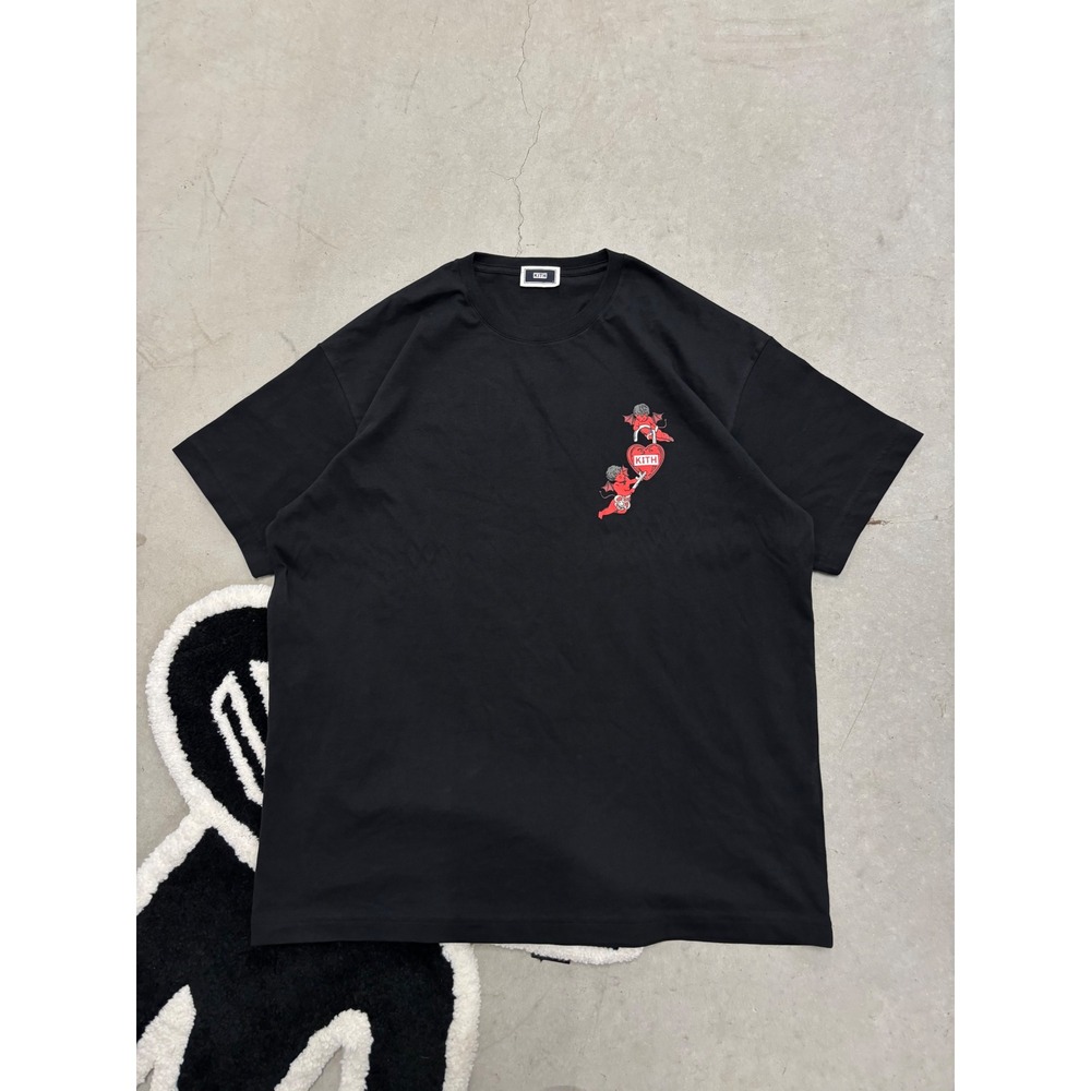 Kith Cherub Heart Lock Tee Black Cotton Graphic T-Shirt Mens Large